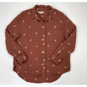 MADEWELL Embroidered Lightspun Double Gauze Ex Boyfriend Shirt Medium